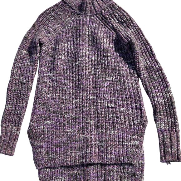 Ruff Hewn long wool & acrylic sweater, high collar, womens sz small, purple - Picture 3 of 7